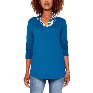 NIC+ZOE Vital V-Neck Sweater Blue Multi M